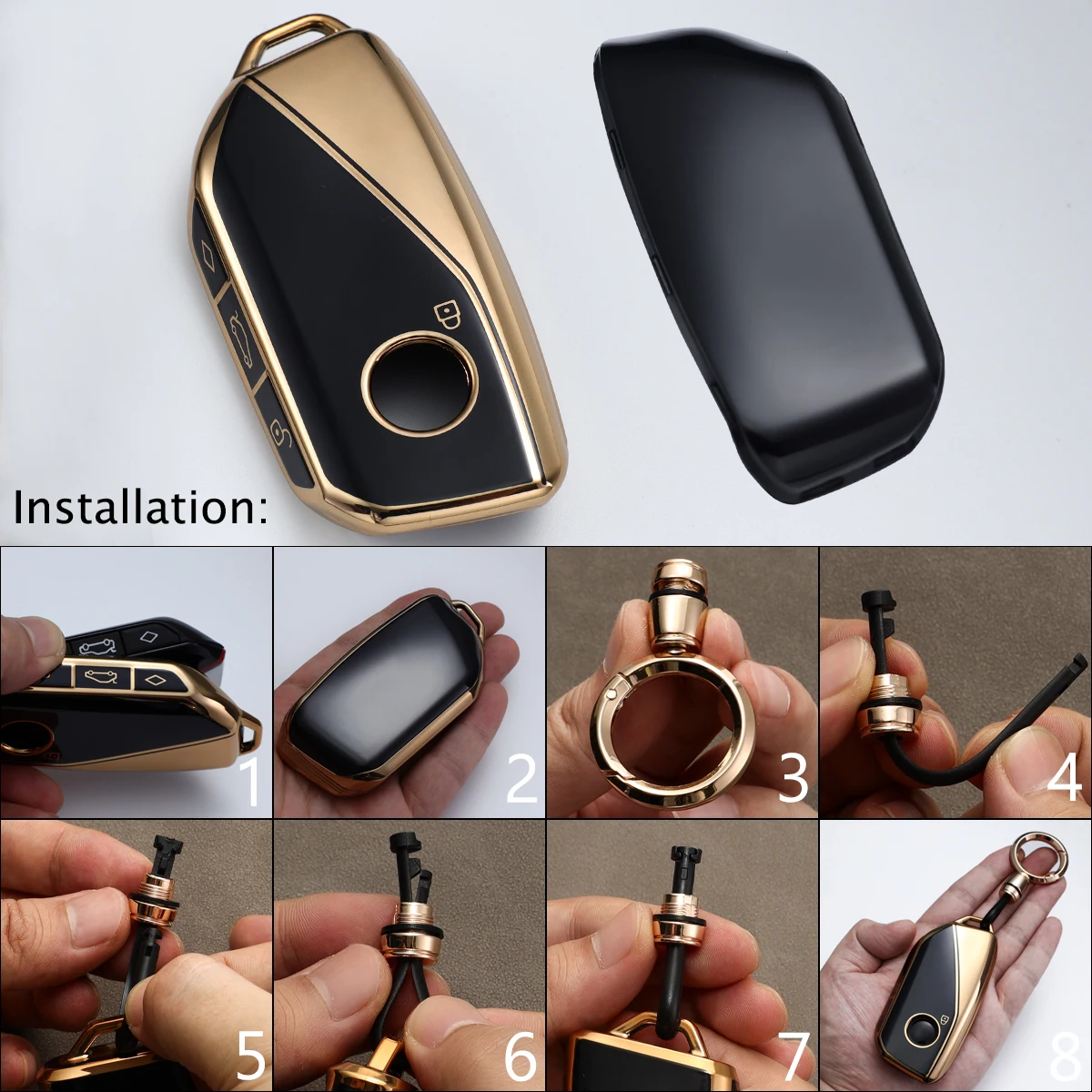 Autoschlüssel-Hülle Passend für BMW M Sport 5 7 Serie 2024-2026 IX I4 2022-2026 Stoßfeste TPU Smart Key Schutzhülle für G60 G70 – Detail 8
