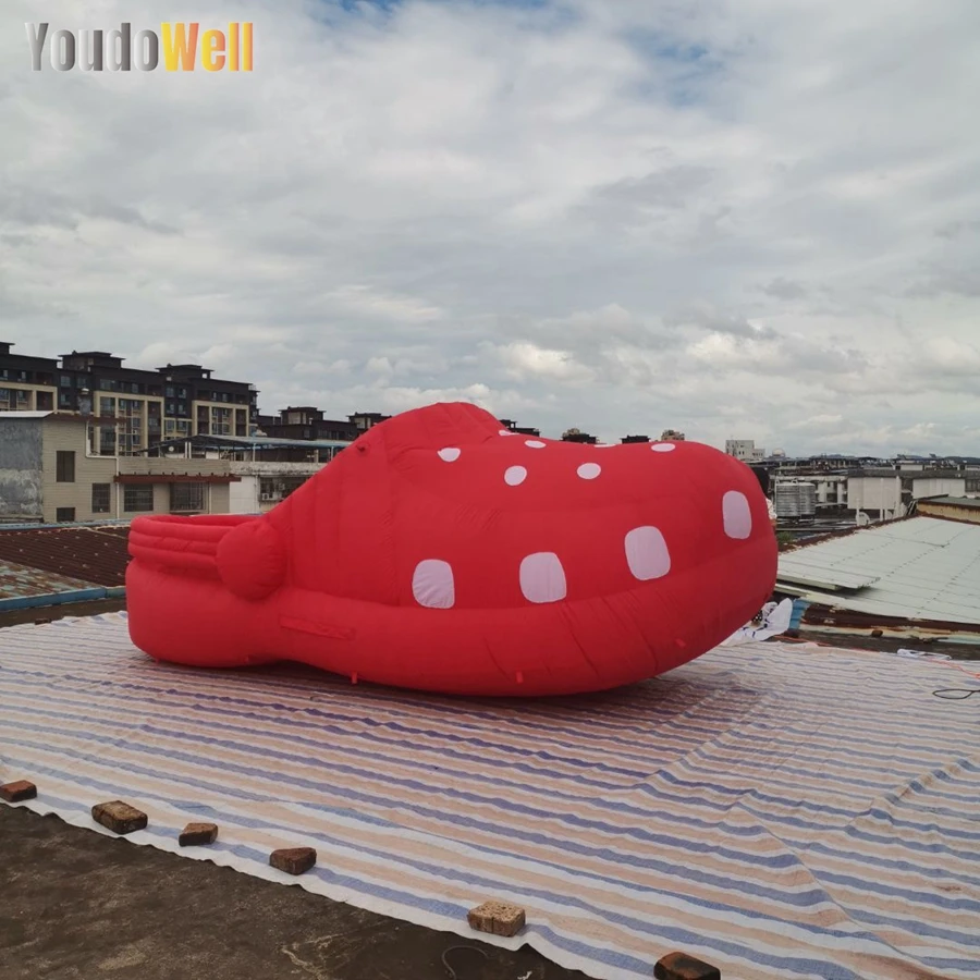 Customized Red Inflatable Clogs Mockup, Slippers With Blower For Trade Show/Advertising/Commercial Decoration