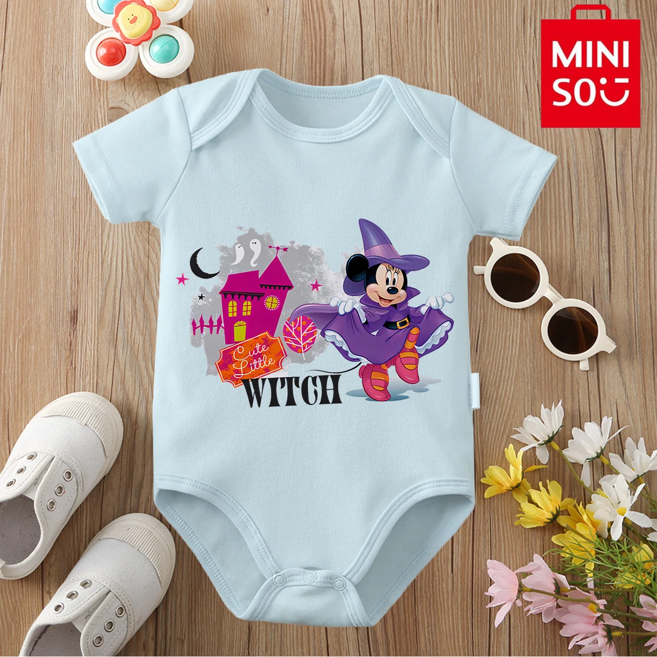 

MINISO Witch/Minnie 100% Cotton Bodysuit Soft Baby Cloths Best Gift for Baby Onesie Jumpsuit for 0 To 12 Months Cute Newborn