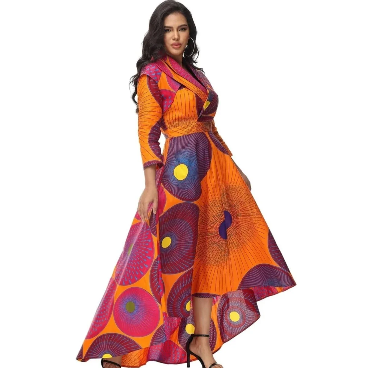 Dashiki African Dresses for Women Wedding Party Coat Women Dresses Ankle Length Belt Dress African Women Clothes WY5951