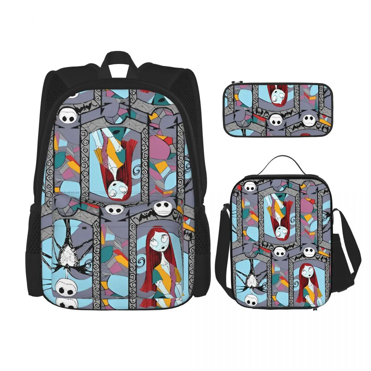 

3pecs/set Movie The Nightmare Before Christmas Backpack for Boys Girls Laptop Computer Shoulder Bag Lunch bag Pencil Case