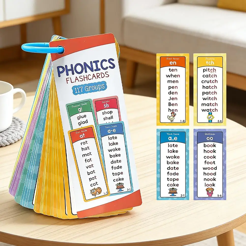 Phonics Flashcards For 3+ Kids Learning English Pronunciation Rules Cards Montessori Educational Toy Alphabet Reading Literacy