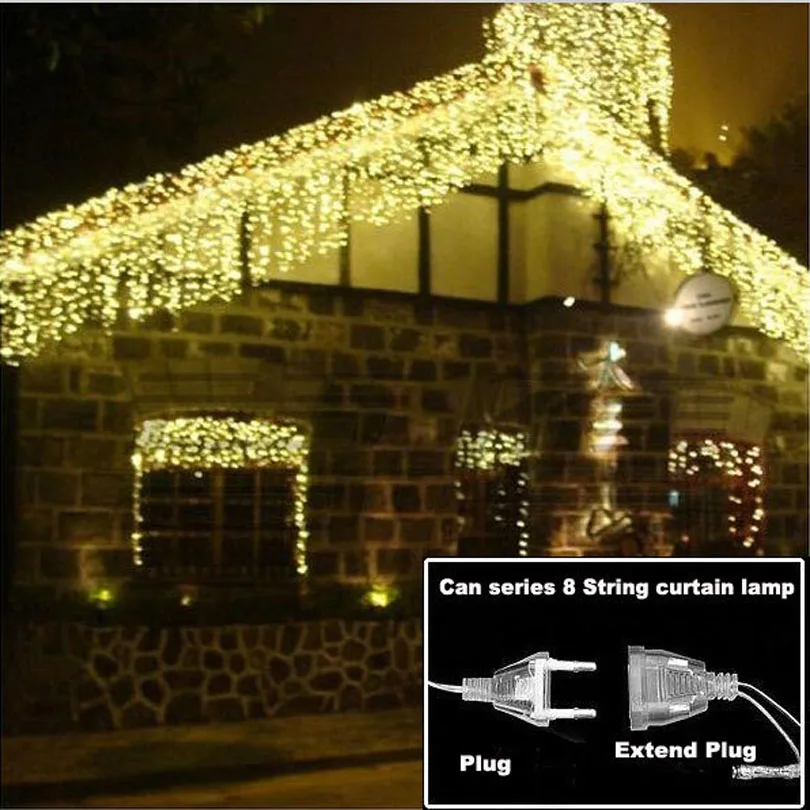 5M Christmas Lights Outdoor Decoration 5m Droop 0.4-0.6m Led Curtain Icicle String Lights Garden Xmas Party Decorative Lights