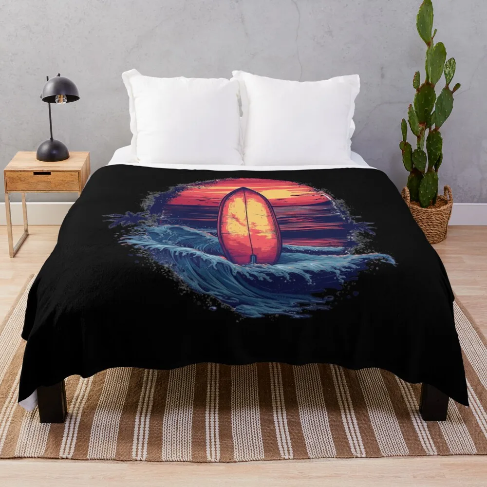 Ride the Waves Surf-Inspired Print-on-Demand Collection Throw Blanket cosplay anime Decorative Beds Quilt Blankets