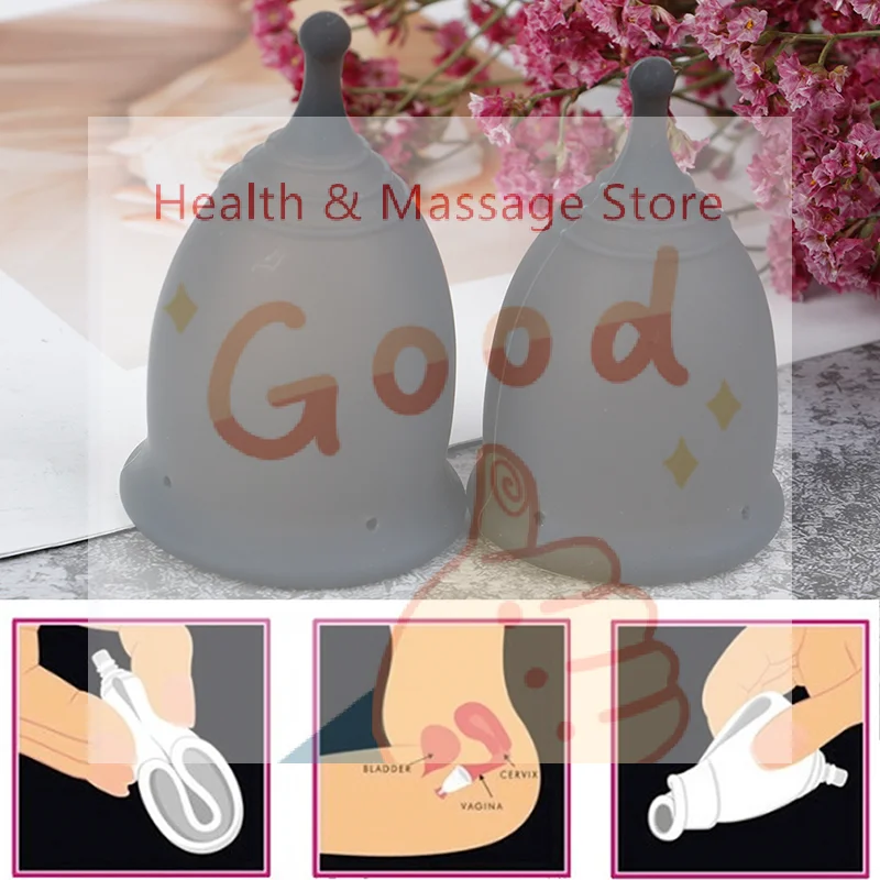 【WA】1PC Colorful Menstrual Cup Medical Grade Silicone Sterilizing Cup Women Lady Menstrual Period Cup Feminine Hygiene Products