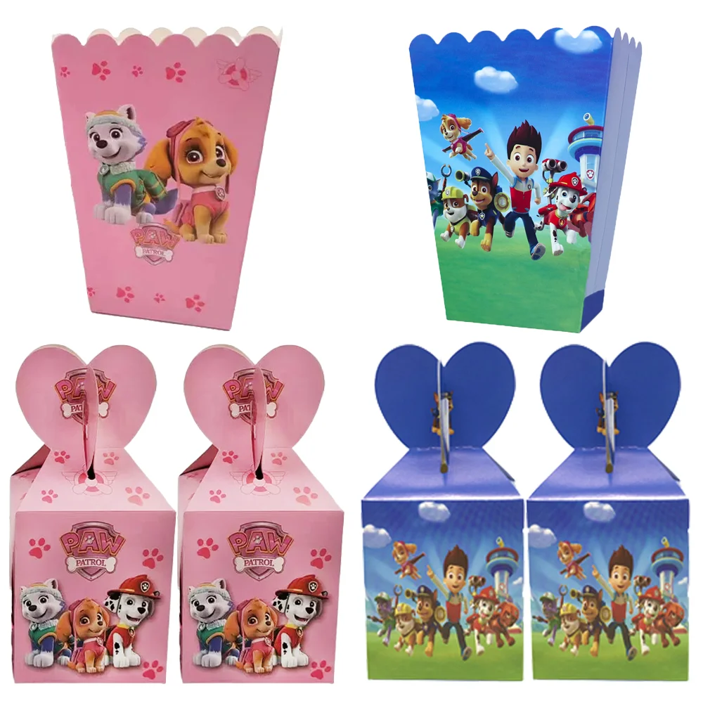 

6/12pcs Cartoon Paw Patrol Candy Popcorn Box Cookies Chocolate Snacks Boxes Boy Birthday Party Dogs Skye Popcorn Box Supplies