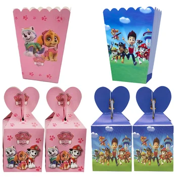 6/12pcs 만화 발 순찰 사탕 팝콘 상자 쿠키 초콜릿 스낵 상자 소년 생일 파티 개 스카이 팝콘 상자 용품