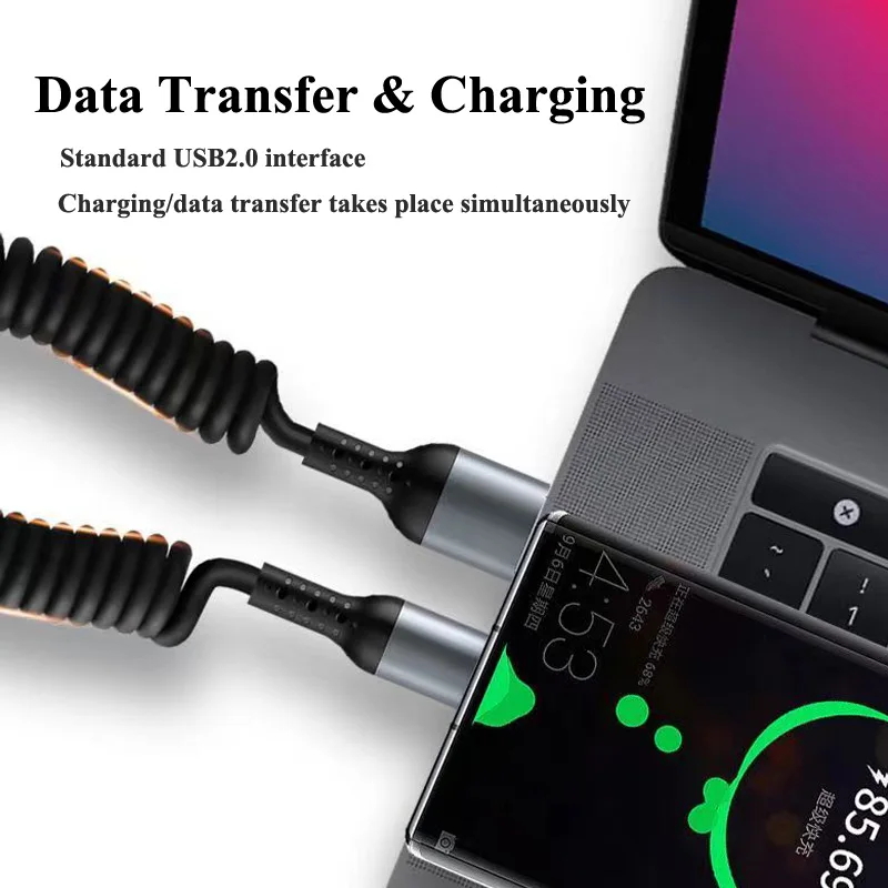 100W szybkie ładowanie kabla ze sprężyną USB typu C szybka ładowarka USB C do typu C do Samsung S23 Xiaomi iPad Huawei P60