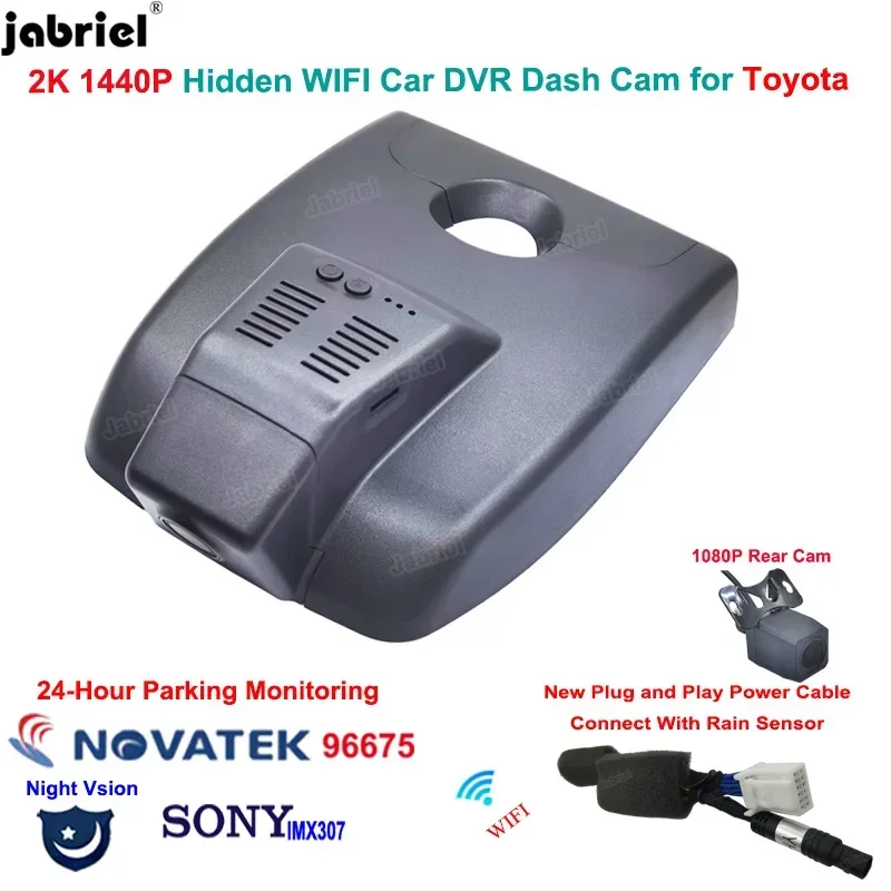 2K Wifi Dashcam Car-DVR dla Toyota Corolla Camry Alphard Sienna Highlander Kluger Rav4 CHR Yaris Avensis IZOA Aurion Kluger