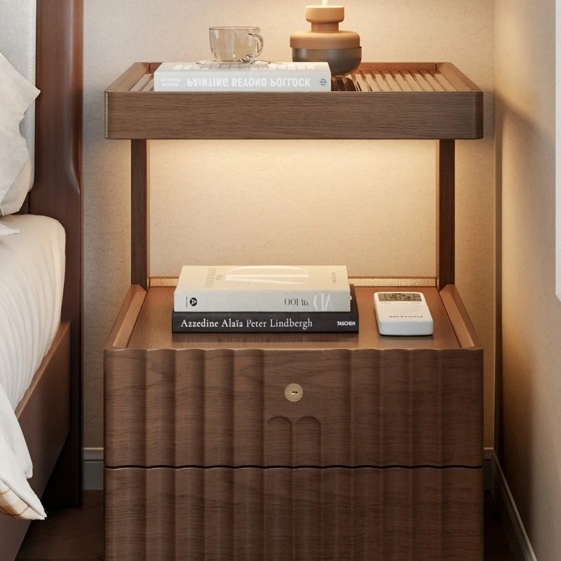 

Bedside table Small simple modern new light luxury high-end substitute Solid wood home bedroom cabinet
