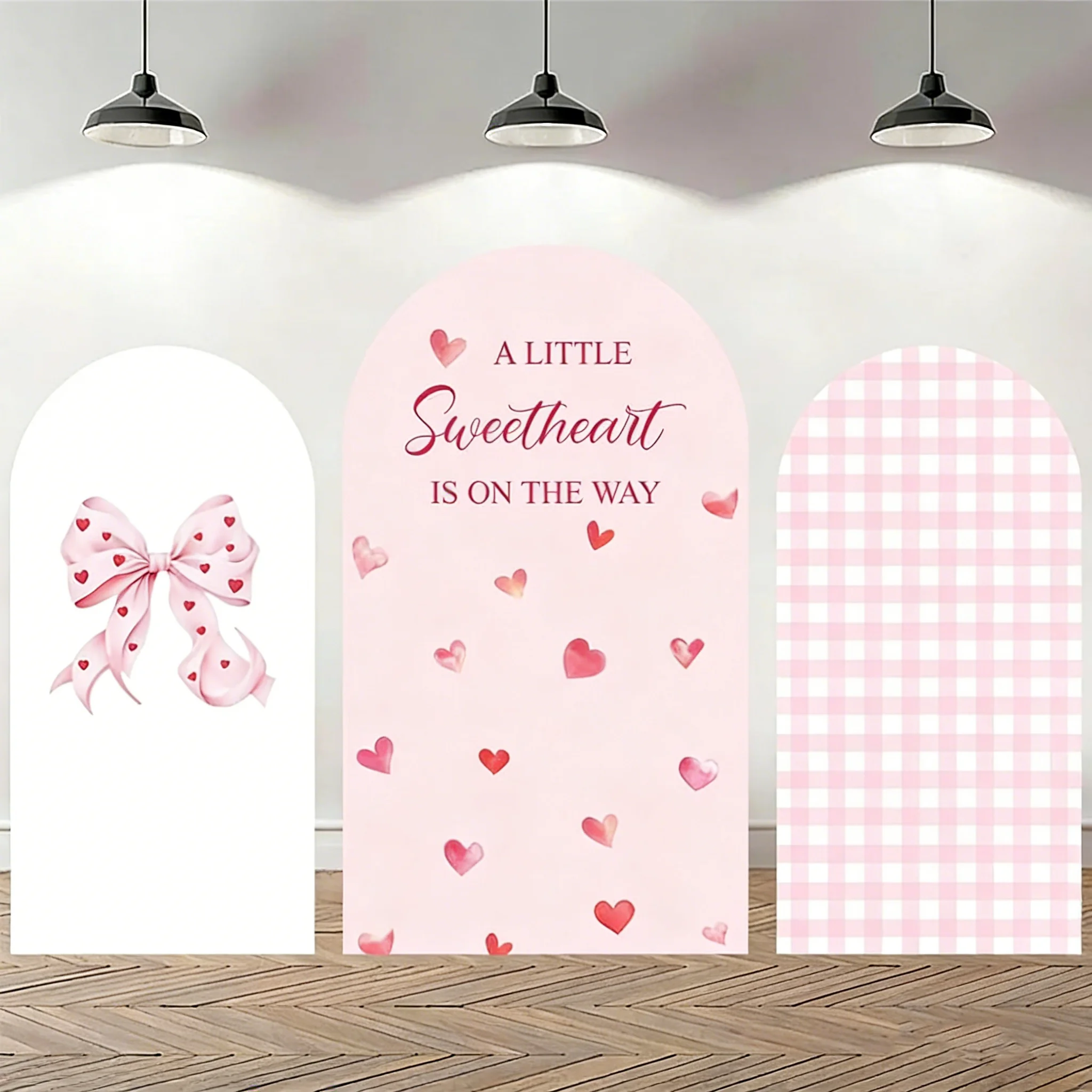 

LS Girls Birthday Party Arch Backdrop Photography Pink Bow Love Wedding Bridal Show Background Baby Photo 2-Sided Custom Booth