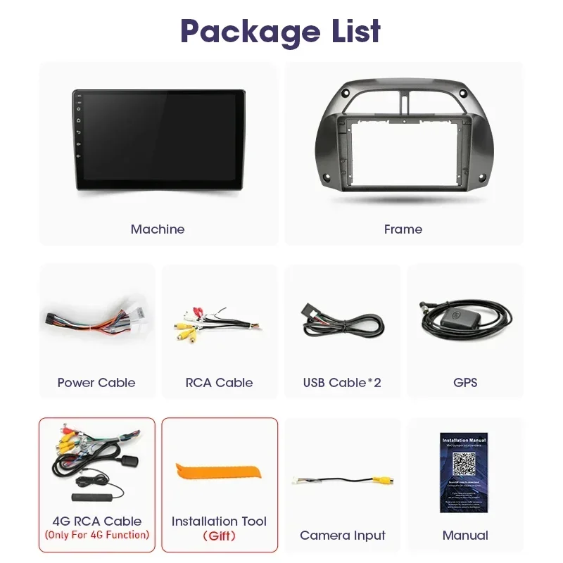 CarPlay Android 2 Din Car Radio for Toyota RAV4 Rav 4 2001 2002 2003 2004 2005 2006 Multimedia Player Navigation GPS Stereo DVD