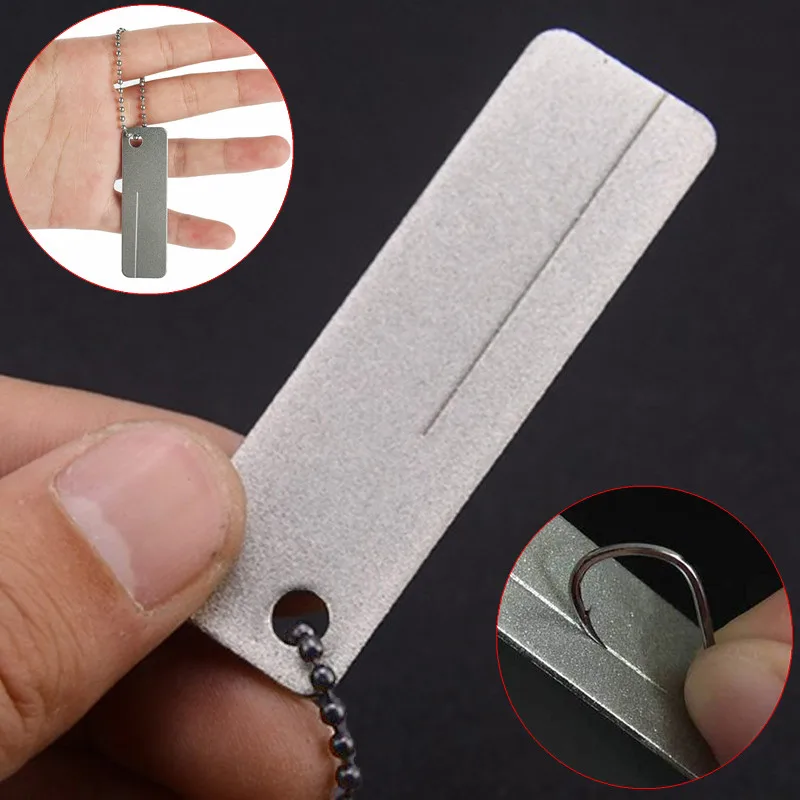 Fishing Hook Sharpener Portable Diamond Stone Fish Hook Sharpen Tools Knife Whetstone Keychain for Outdoor Fishing Accessories