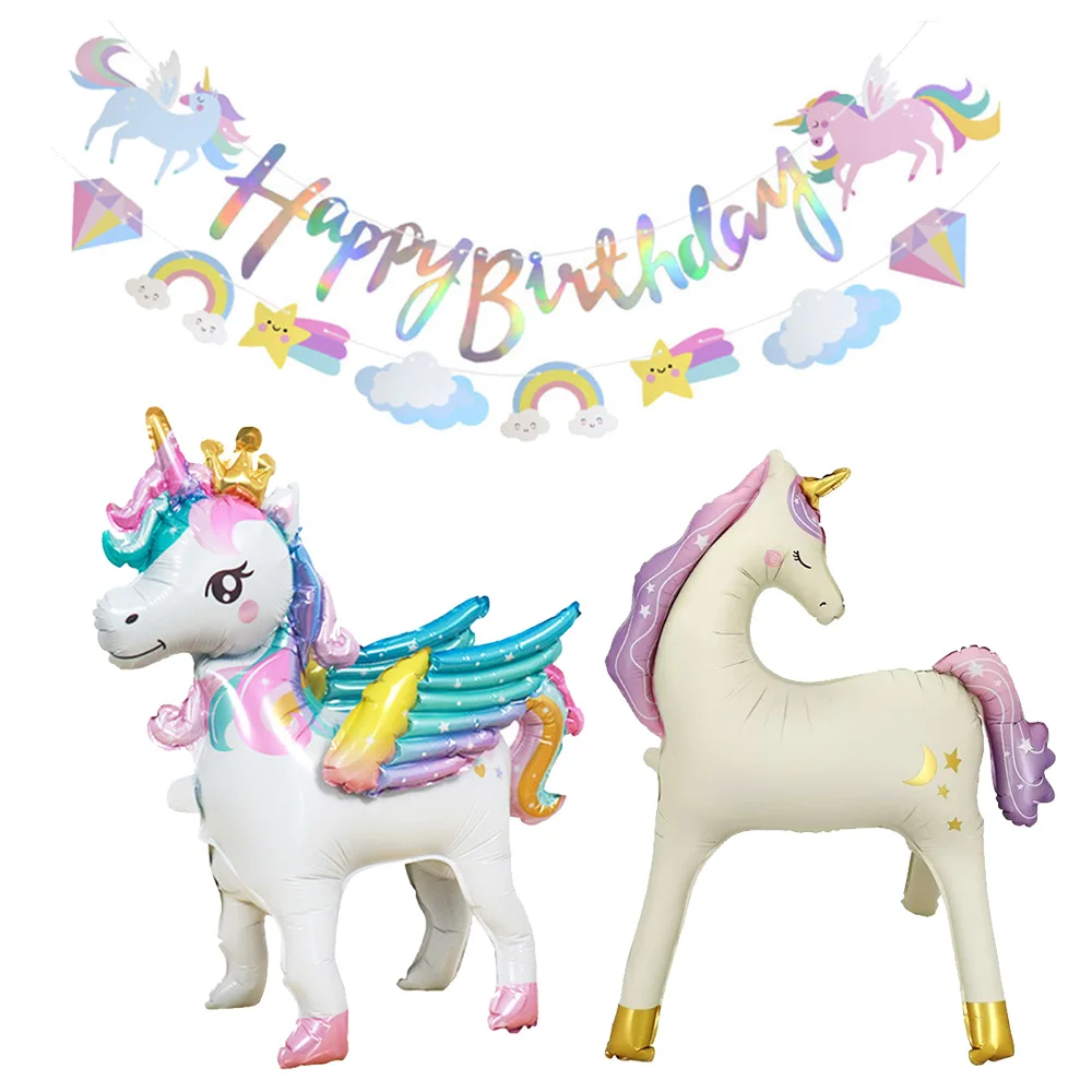 Unicorn Party Banner Garland standing Unicorn Balloon Kids girls Birthday Decoration Banner Baby Shower Unicorn party decoration