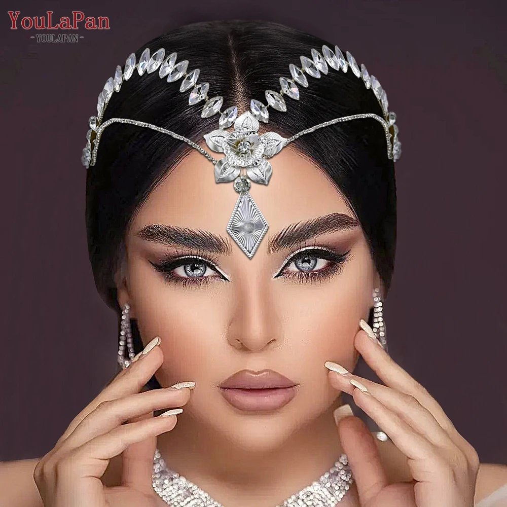 YouLaPan-مشط شعر مصنوع يدويا من حجر الراين للنساء ، سبيكة زهرة ارتداء الشعر ، مجوهرات العروس ، اكسسوارات الفتاة ، موضة ، HP572