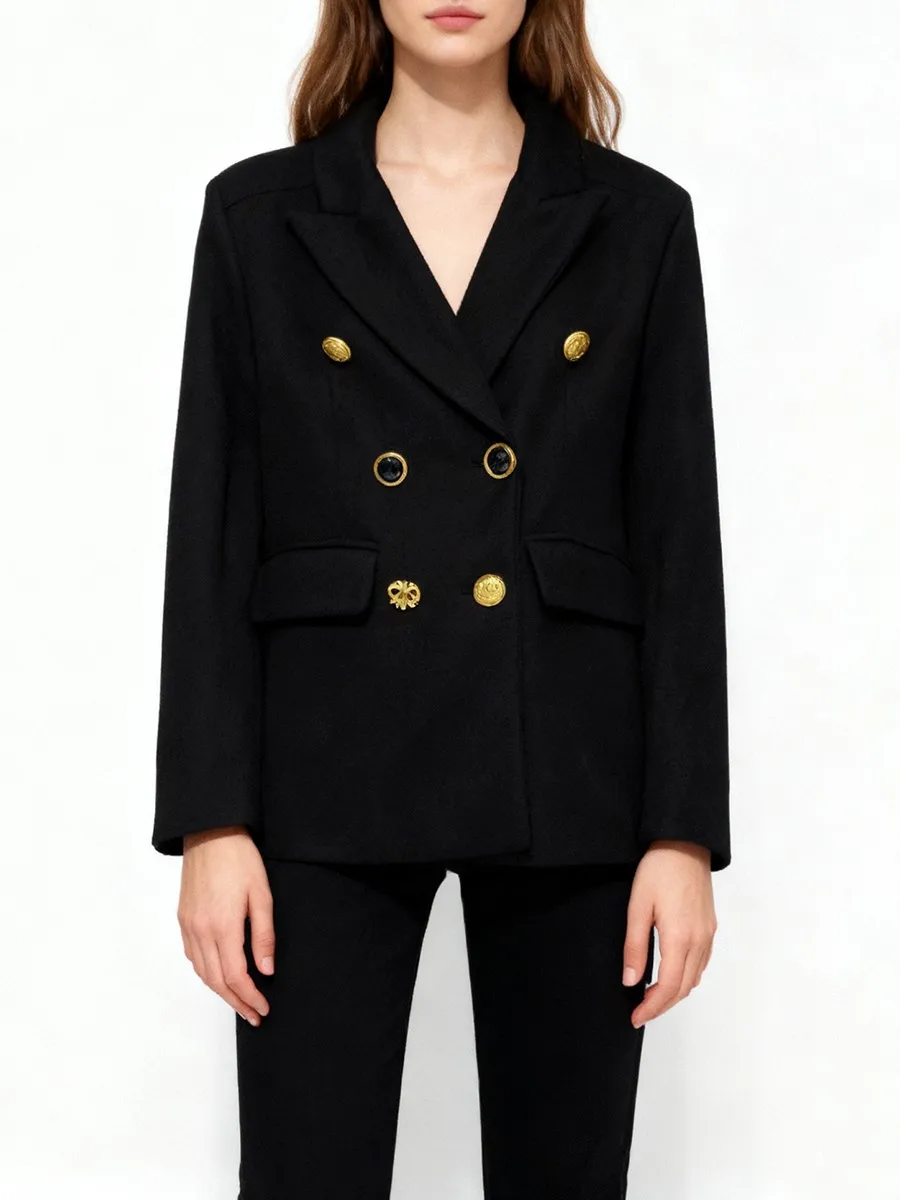 TWOTWINSTYLE الصلبة تقسم أزرار معدنية مزاجه الحلل للنساء التلبيب طويلة الأكمام تونك موضة السترة الملابس النسائية