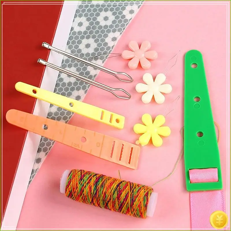 Flexible Drawstring Threader Set With Stainless Steel Sewing Loop Hook Seam Tweezers Cord Lock