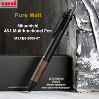 Uni 5 in 1 Pen JETSTREAM Ink Ball-Point Pen Mitsubishi Mechanical Pencil Oak/ Metal Multi-Functional Stationery Writing Supplies