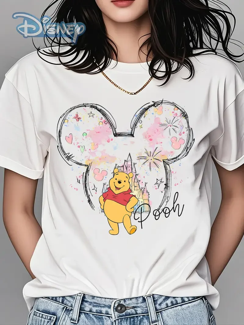 

Футболка Winnie The Pooh Bear Friends Disney для женщин и мужчин, хлопковая повседневная футболка для девочек, трендовая одежда унисекс для отпуска, одежда больших размеров