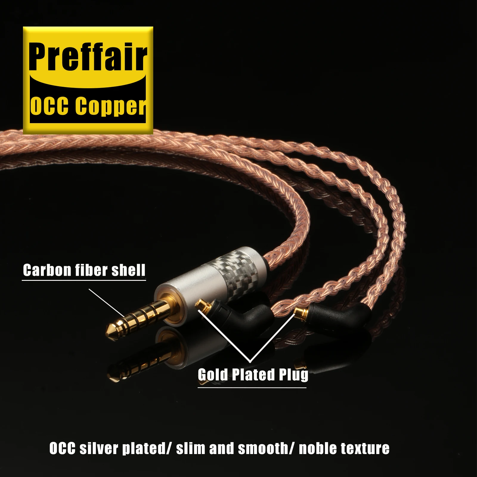 Preffair 16 Strands E546 7N OCC Silver Plated Headphone Upgrade Cable Gold Plated Plug for ER4 XR SR ER4SR ER4XR ER3SR ER3SE