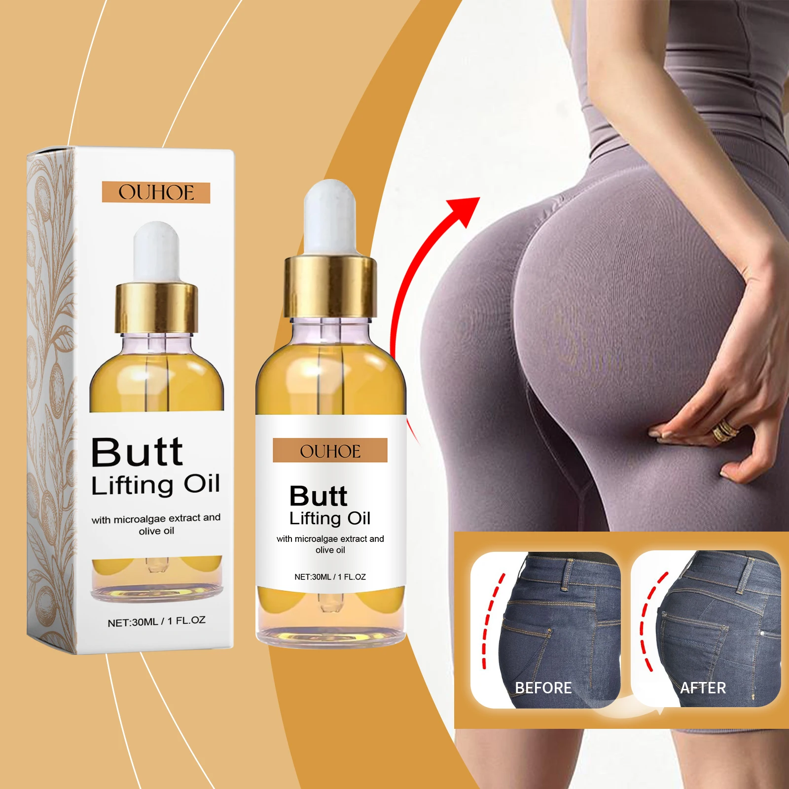 

Buttock Enlargement Oil Hip Lifting Growth Firming Nourishing Moisturize Skin Tighten Pores Enhance Elasticity Body Massage Care