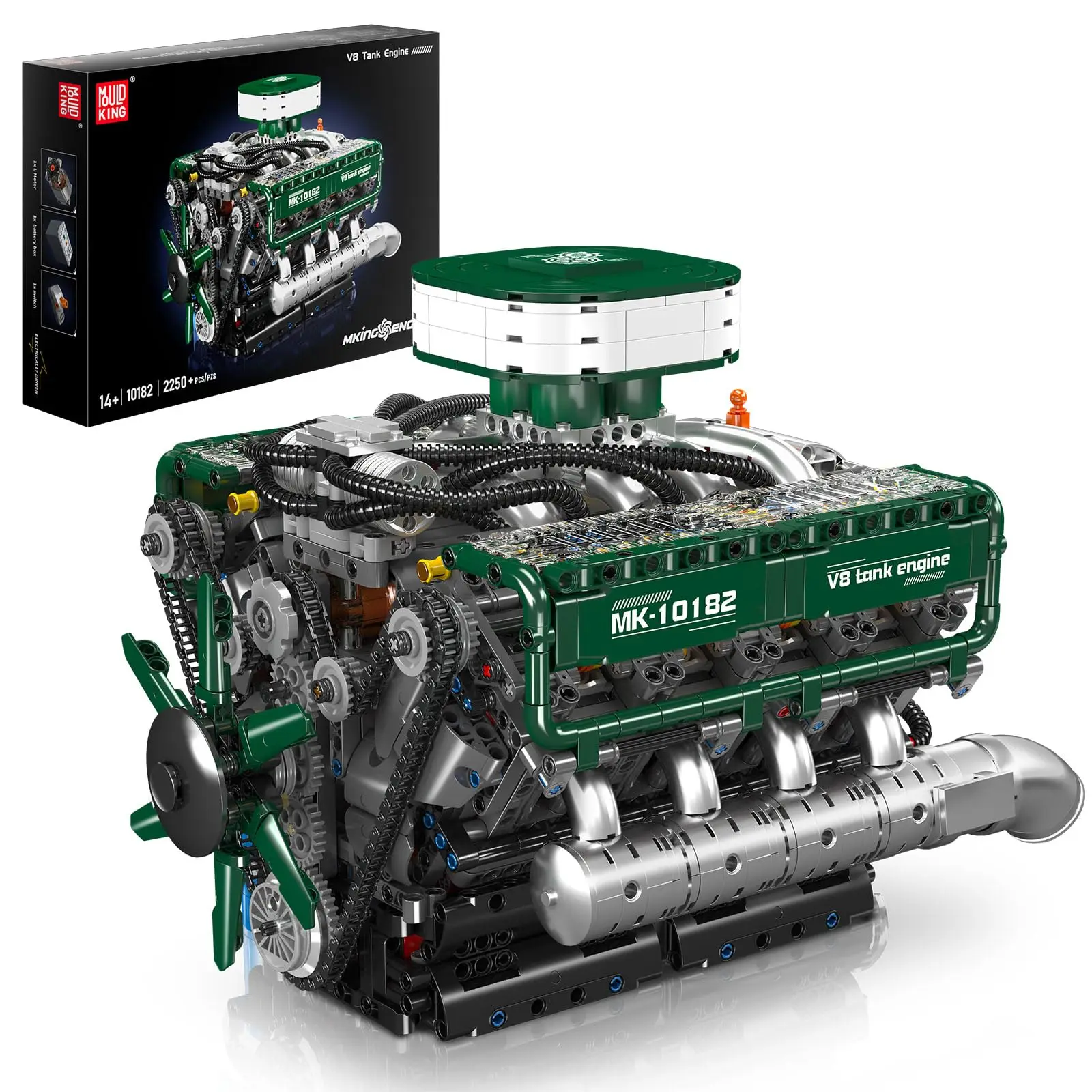 

Mould King 10182 2250PCS Tank V8 Engine Building Sets STEM DIY Building Blocks Model Adults Toys Gifts for Boys Kids Aged 14+