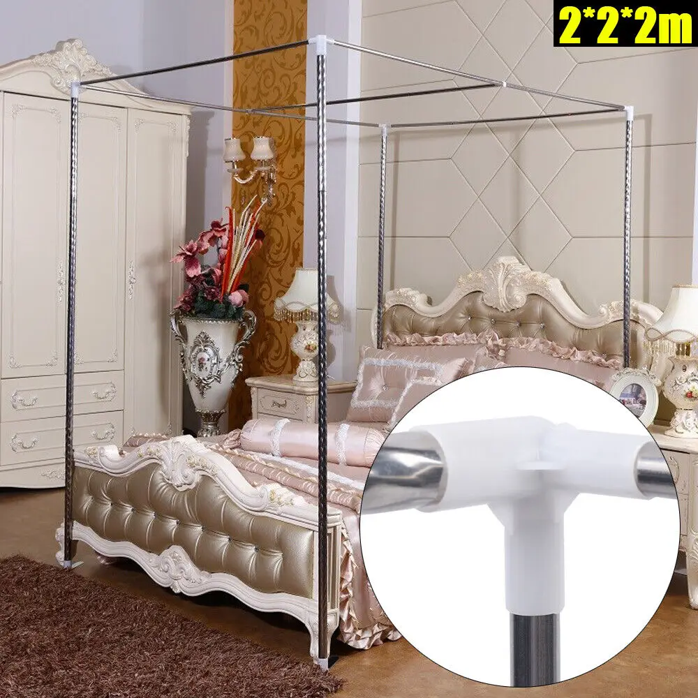 2*2*2m 4-Corner Bed Canopy Frame Post Bracket Mosquito Netting Curtain Support