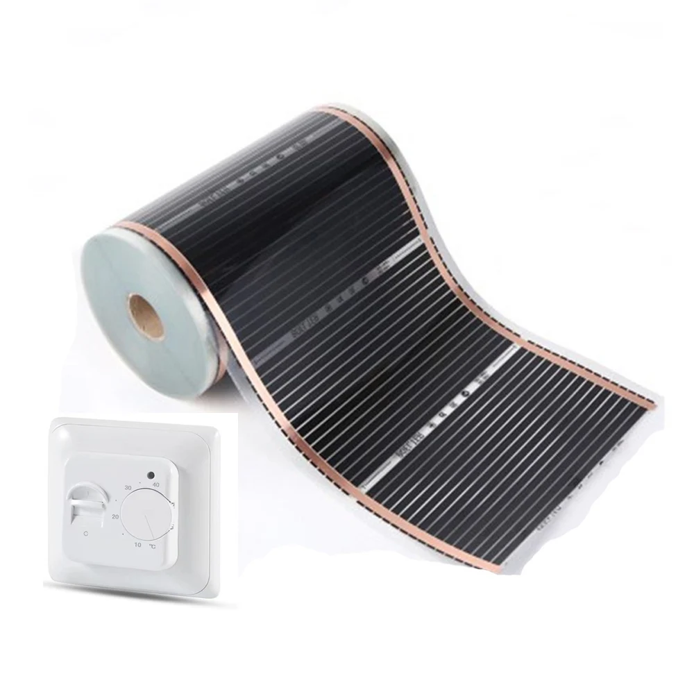

10m2/lot Infrared Heating Film 50cm*20m With Smart Wifi thermostat 220w/m2 Warm Floor Mat Kits for Home underfloor heating