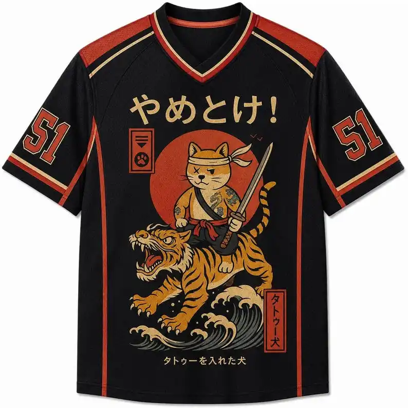 2026 Fashion Retro Hardman Style Samurai Cat Adult Couple Family New Summer 3D Breathable Sports Speed Drying T-shirt