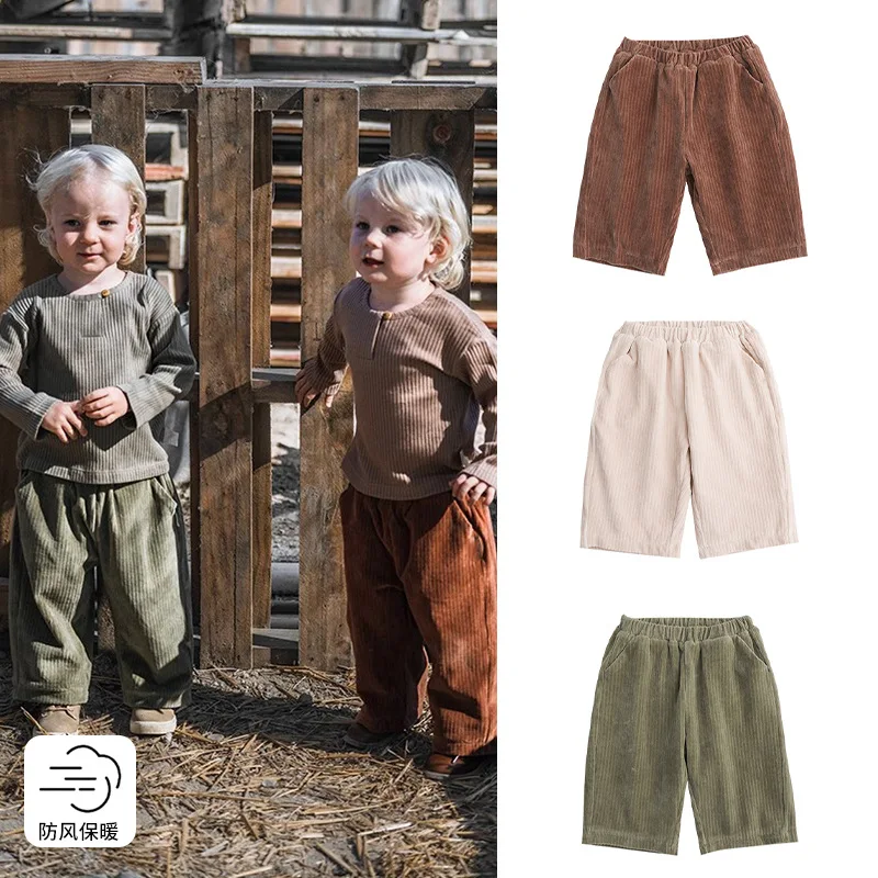 Children's trousers soft autumn and winter baby corduroy casual trousers boys and girls pants