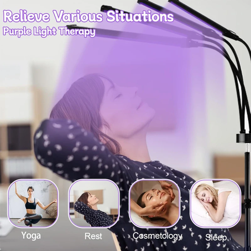 60W Ultraviolet Tanning Lamp Tripod Solarium Lamp for Tanning Body 432PCS Purple Light Lamp Wavelength 460nm & 490nm Skin care