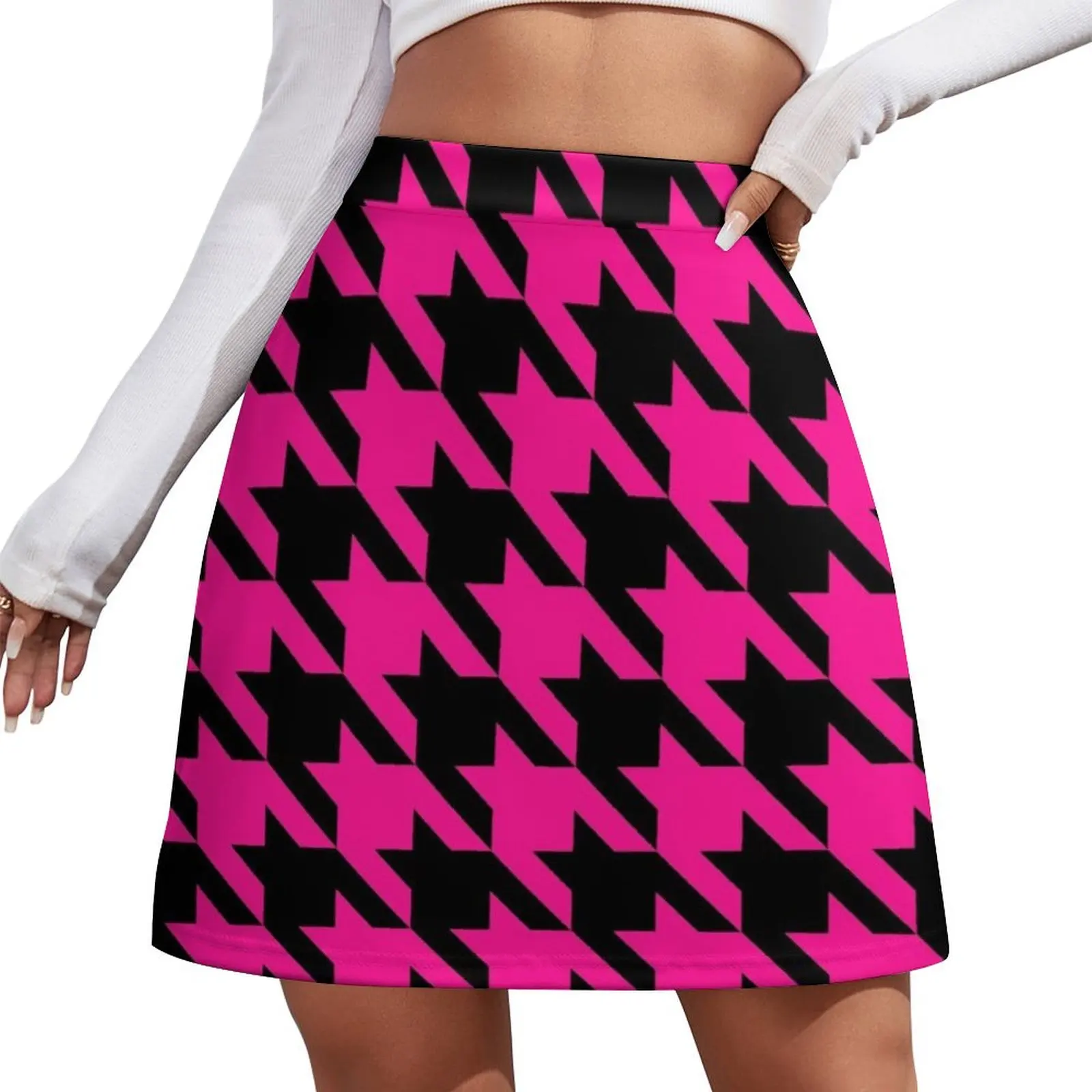 

pink houndstooth Mini Skirt modest skirts for women women's clothing korea stylish Skirt pants night club outfits