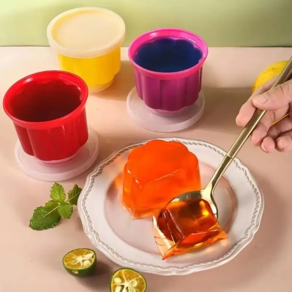 Moldes de postre reutilizables portátiles de plástico con tapas apilables, molde para helado de gelatina, herramientas para hornear, fabricación de natillas y pudín, 4 Uds.