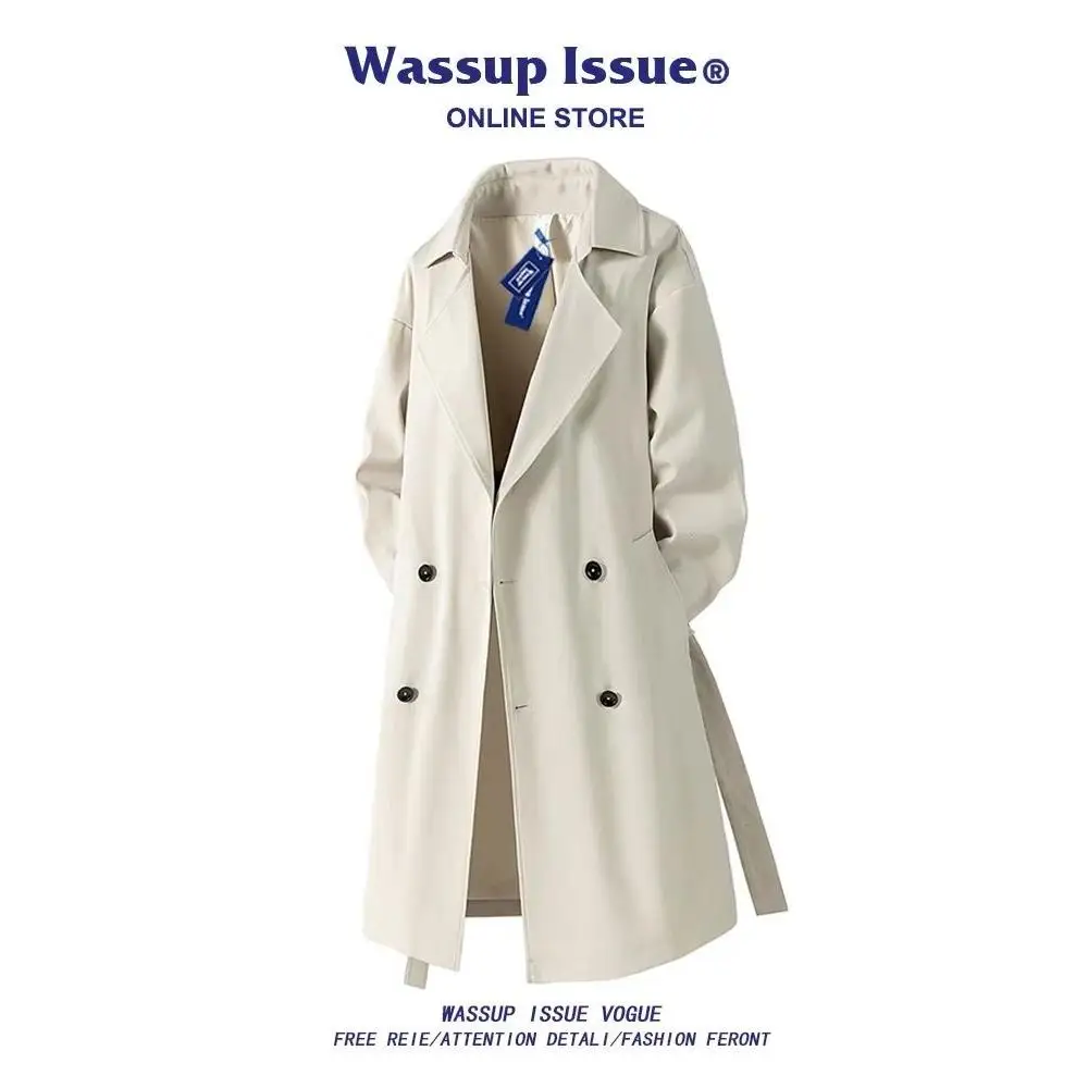 

Новая весенняя мужская двубортная свободная длинная куртка в британском классическом стиле, ветровка из полиэстера, водонепроницаемая