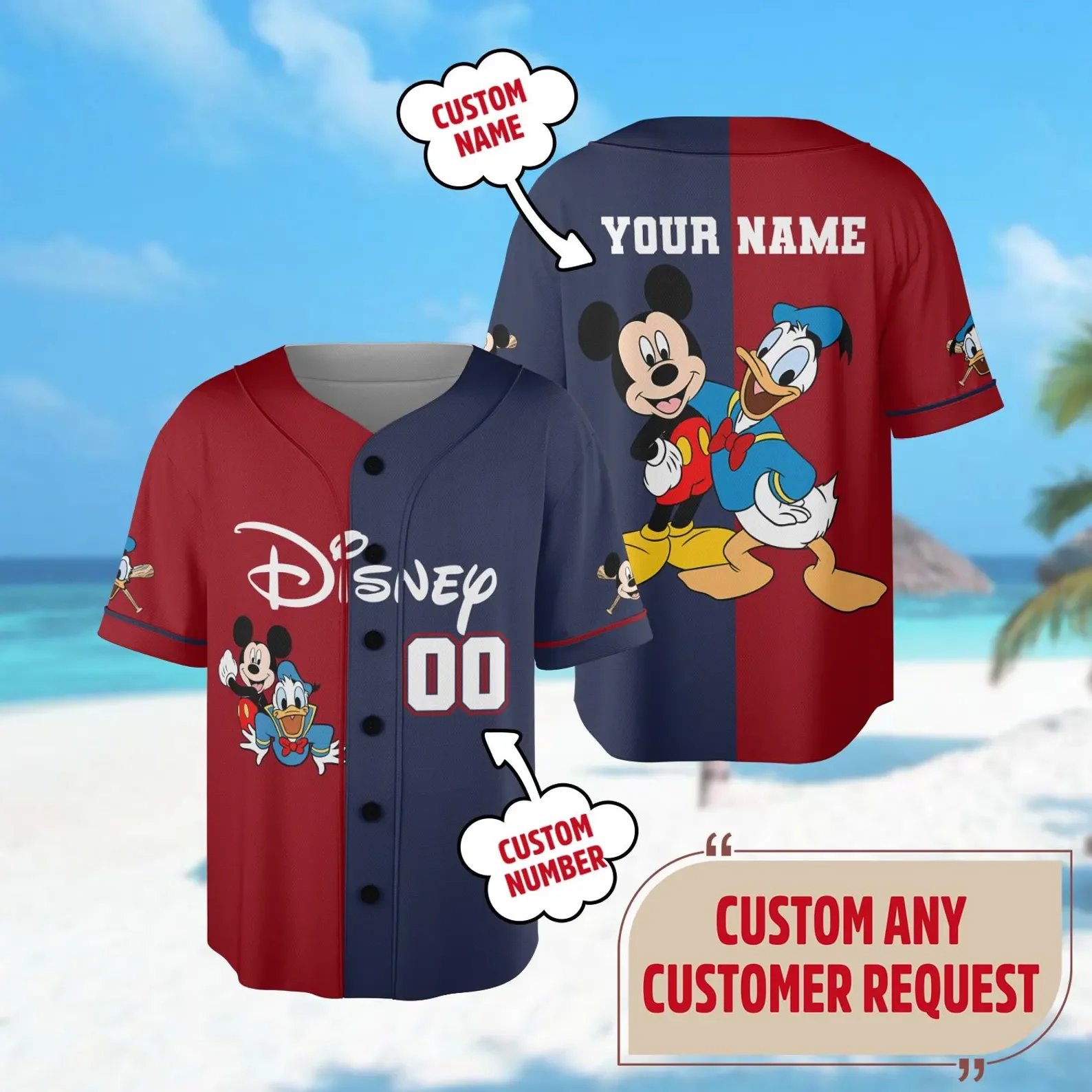 

Potdemiel 2025 Personalized Disney Mickey Mouse Baseball Jersey Sportswear Men Women Kids Summer Short Sleeve Casual Shirt