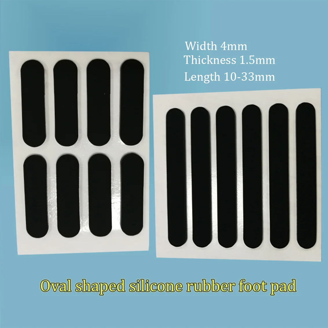 10Pcs Width 4mm Thick 1.5mm Self Adhesive Oval Shaped Silicone Rubber Foot Pad for Notebook Foot Cushion Furniture Floor Mats
