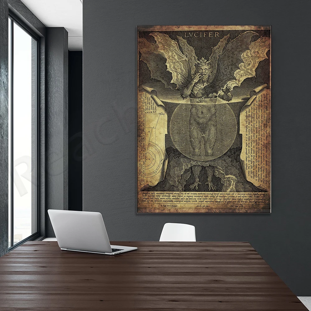 Demon Lucifer Occult Print, Occult Poster, Satanic Decor, Goth Decoration, Witchcraft Print Art, Esoteric Home Decor