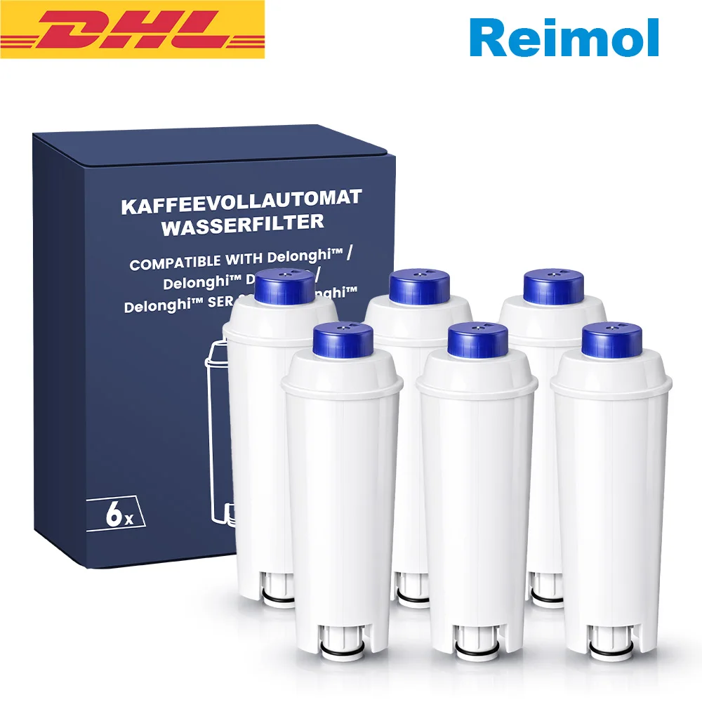 Reimol 6 Stück Wasserfilter für De'Longhi ECAM-, ETAM-, ESAM-, EC680- und EC800-Serien – Ersatzfilter für Kaffeemaschinen
