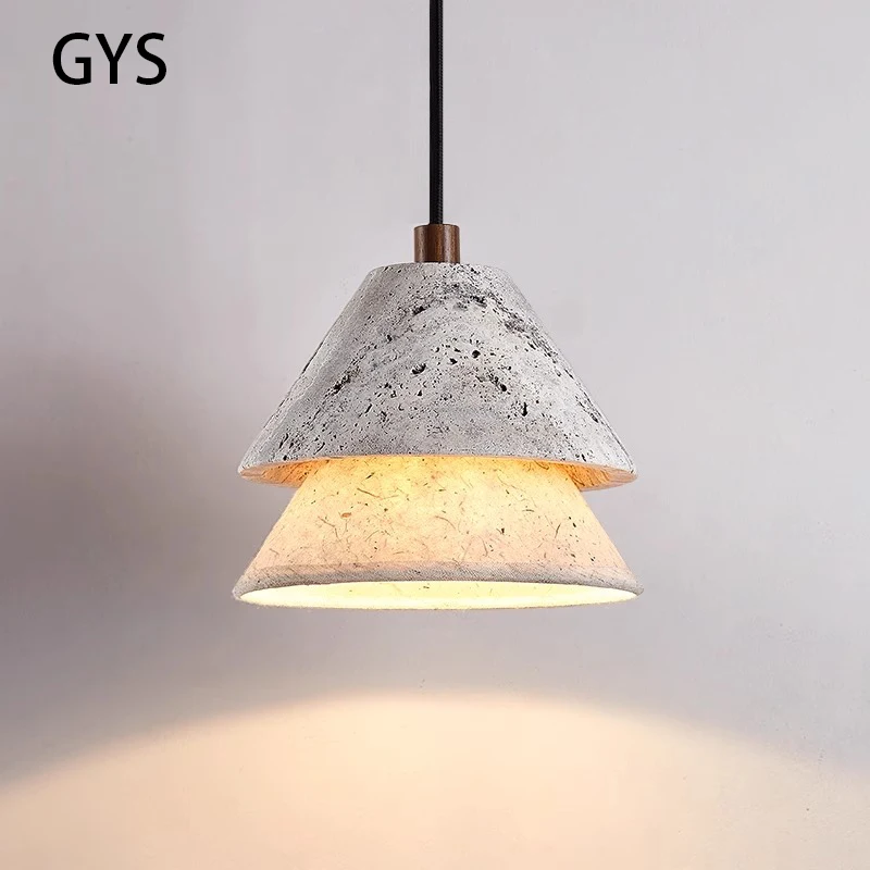 

Led Pendant Light Wabi Sabi Style Bedroom Bedside Chandelier Vintage Retro Satone Hanging Lamp Dining Room Ceiling Lighting E27