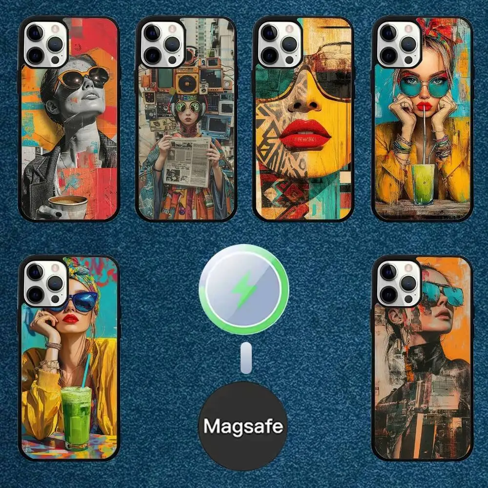 

Fashion Painting Phone Case For iPhone 16,15,14,13,12,11,Plus,Pro,Max Mini Magsafe Magnetic Wireless Charging