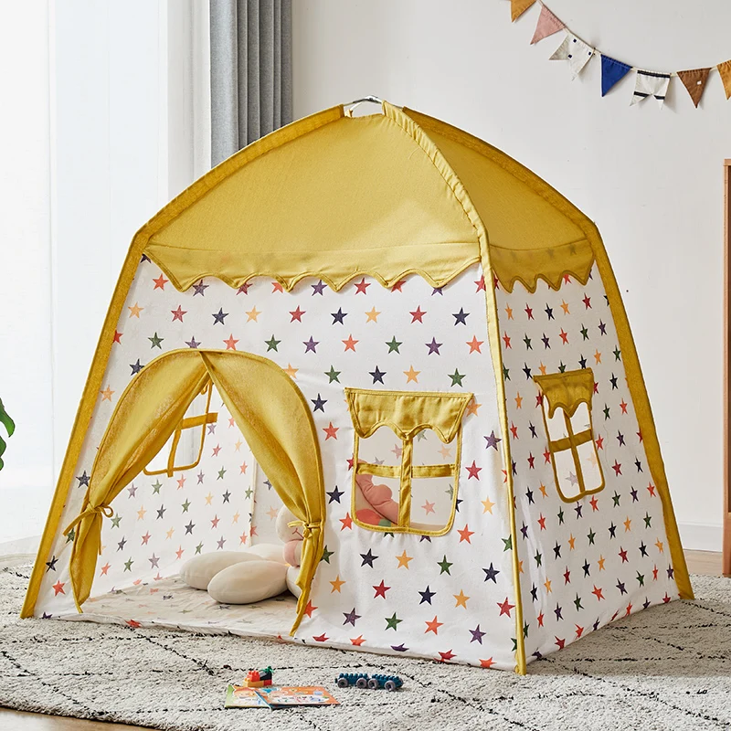 Grote Katoenen Kindertent Wigwam Kids Play House Indoor Outdoor Camping Huis Jongens Meisjes Draagbare Kasteel Tenten Cadeau Decor