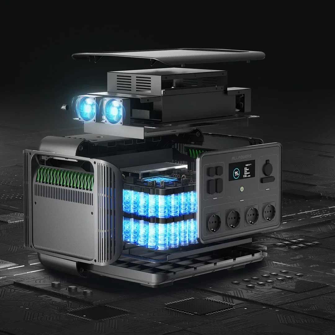 ALLPOWERS R2500 2500W Powerstation مع مجموعة ألواح شمسية مرنة 200W 400W 600W 800W وحدات ضوئية من السيليكون أحادية البلورية