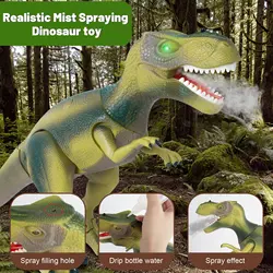Remote Control Dinosaur Toy Spray Walking Tyrannosaurus Rex Roaring LED Light Children Dinosaur Toy Boy Girl Birthday Gift
