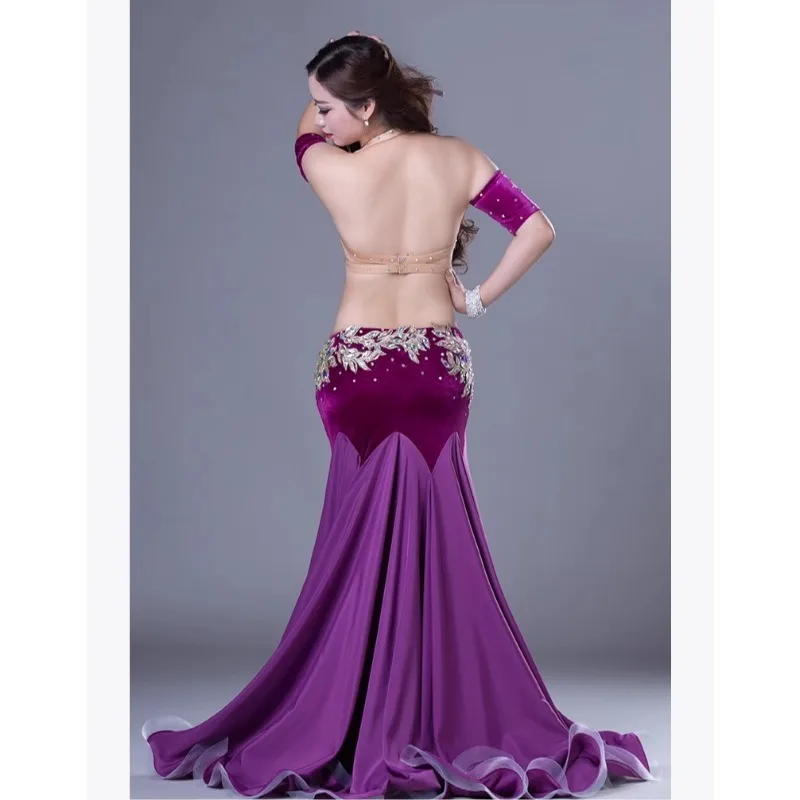 Trajes de dança do ventre personalizados roupas de dança indiana novo desempenho roupa de dança exótica sutiã saia preto roxo vermelho