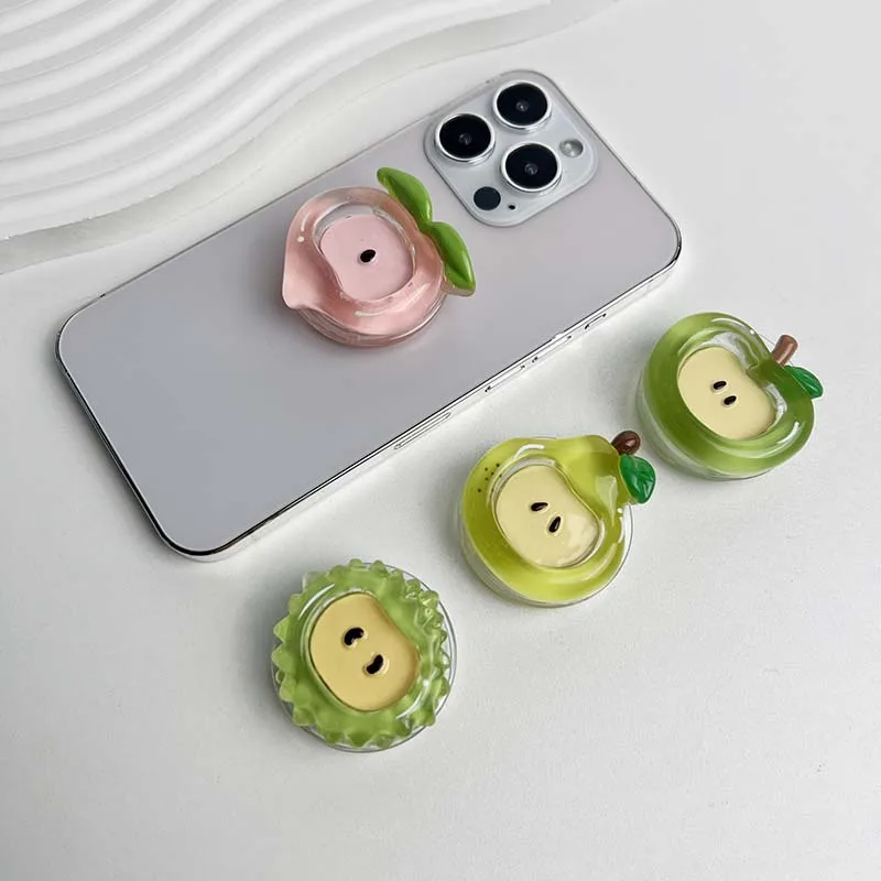Cute Fruit Series Handyhalter aus Harzmaterial, roter Apple-Sockelgriff für iPhone, Samsung, faltbarer Telefonständer, Lazy Bracket – Detail 3