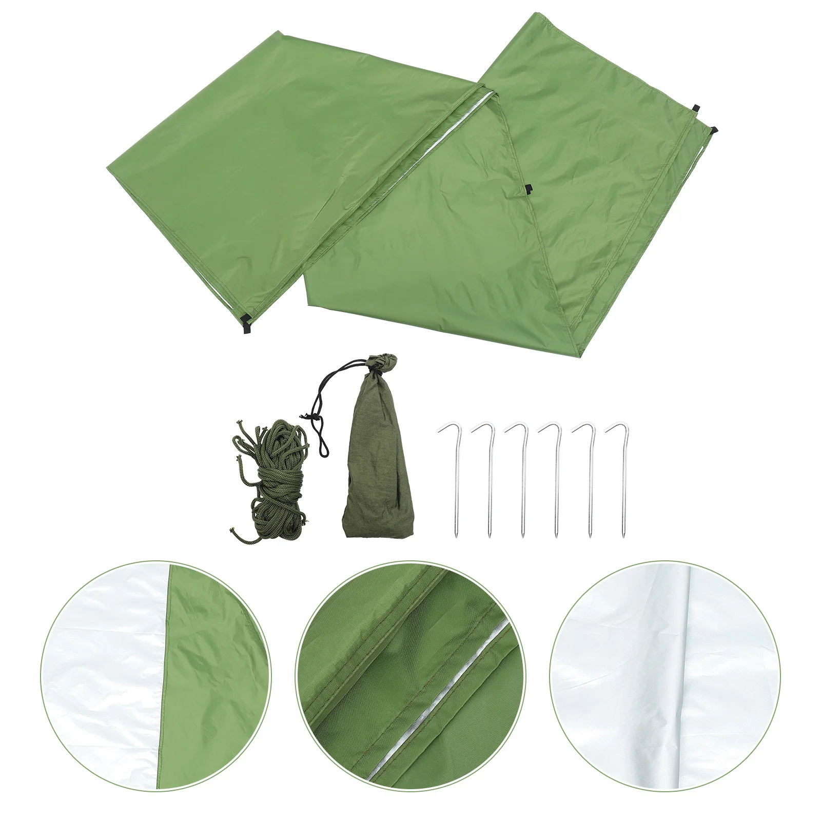 

1Set Waterproof Sunshade Tent Tarp Uv Protection Silver Coated Camping Tarp Lightweight Portable Outdoor Shelter for Beach Park