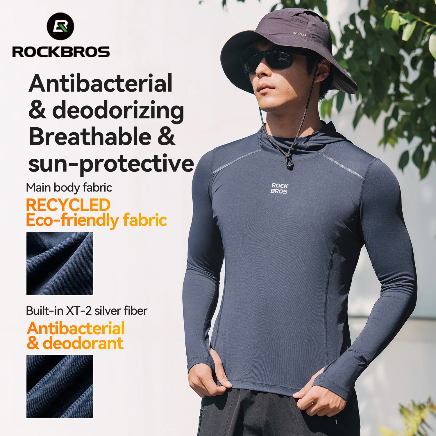 

ROCKBROS Летний велосипедный трикотаж легкая солнцезащитная дышащая толстовка с капюшоном UPF50+ солнцезащитный свитер мужская одежда для велоспорта