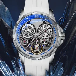 2024 Waterproof Automatic Watch Fashion Rubber Strap Men mechanical Watches Skeleton Luxury Stainless Steel Wristwatch Hot Sale