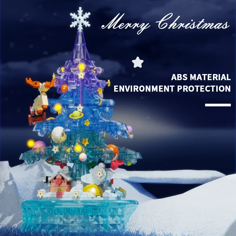 Fantasy Christmas Tree Music Box Building Blocks Romantic Lighting Music Box Desktop Decoration Kids DIY Bricks Toys Girls Gifts
