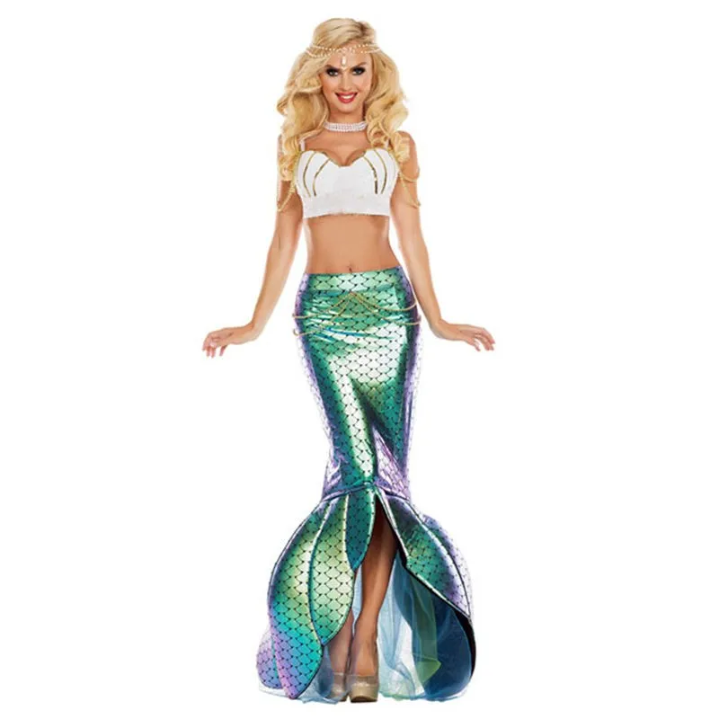 Prins zeemeermin kostuum Halloween ow prestatie outfit oceaan thema Dragon King Beau Fi staart rok dames Faion